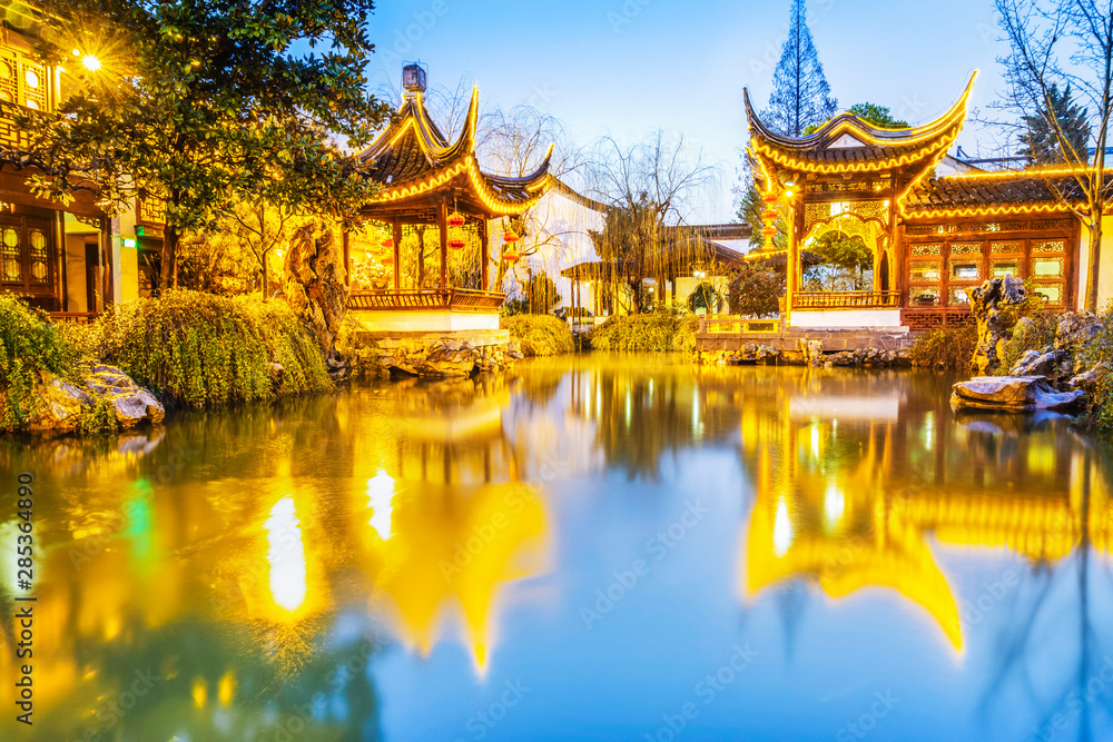 Zhanyuan Garden. Located near Fuzimiao (Confucius Temple) and Qinhuai River, Nanjing, Jiangsu, China. Zhanyuan Garden. Located near Fuzimiao (Confucius Temple) and Qinhuai River, Nanjing, Jiangsu, China.