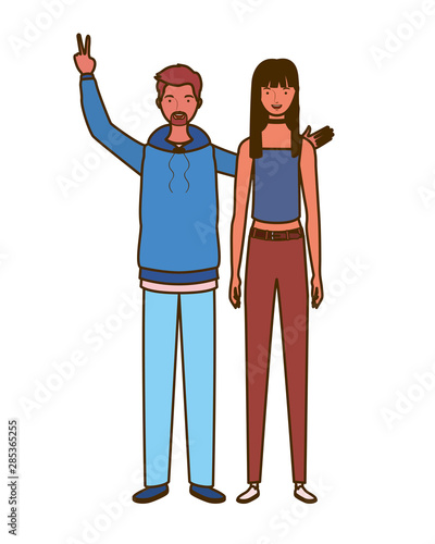 couple of people standing on white background