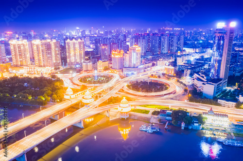 Cityscape of Harbin. Songhuajiang Gonglu Bridge. Located in Harbin, Heilongjiang, China.