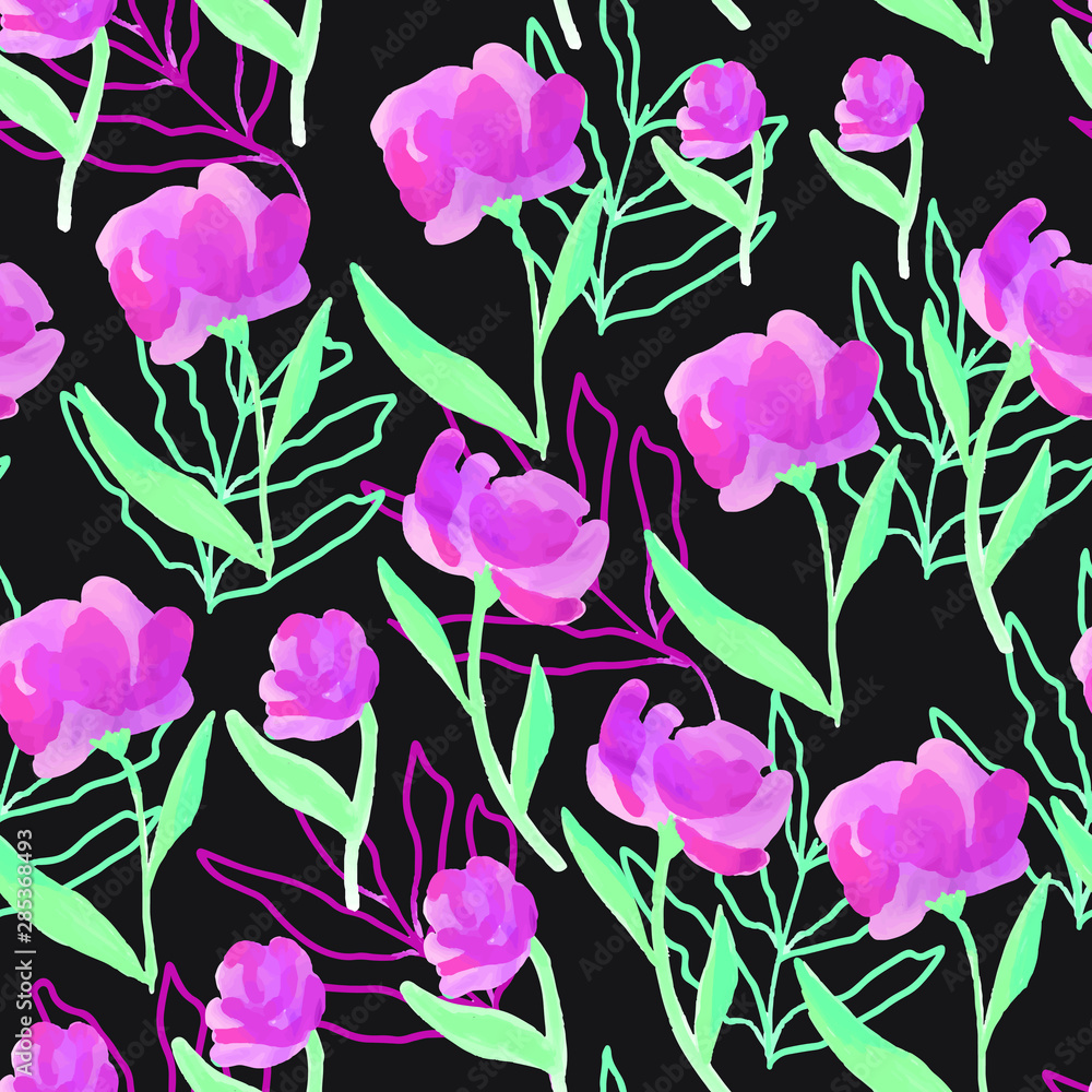 Floral seamless pattern with beautiful flowers branches bloom. Excellent print for your design and decor. vector editable