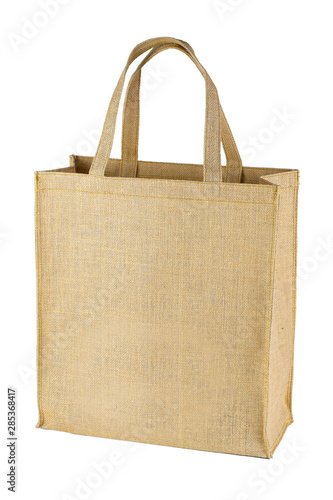 Shopping bag made of sackcloth on a white background.