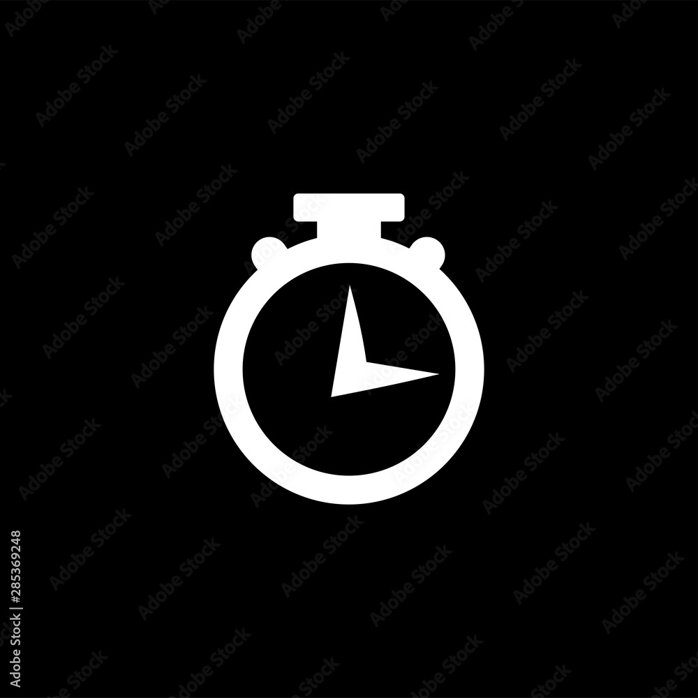 Stopwatch Icon On Black Background. Black Flat Style Vector Illustration Stopwatch Icon On Black Background. Black Flat Style Vector Illustration