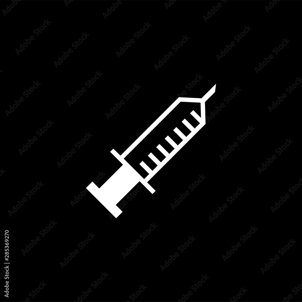 Syringe Icon On Black Background. Black Flat Style Vector Illustration Syringe Icon On Black Background. Black Flat Style Vector Illustration