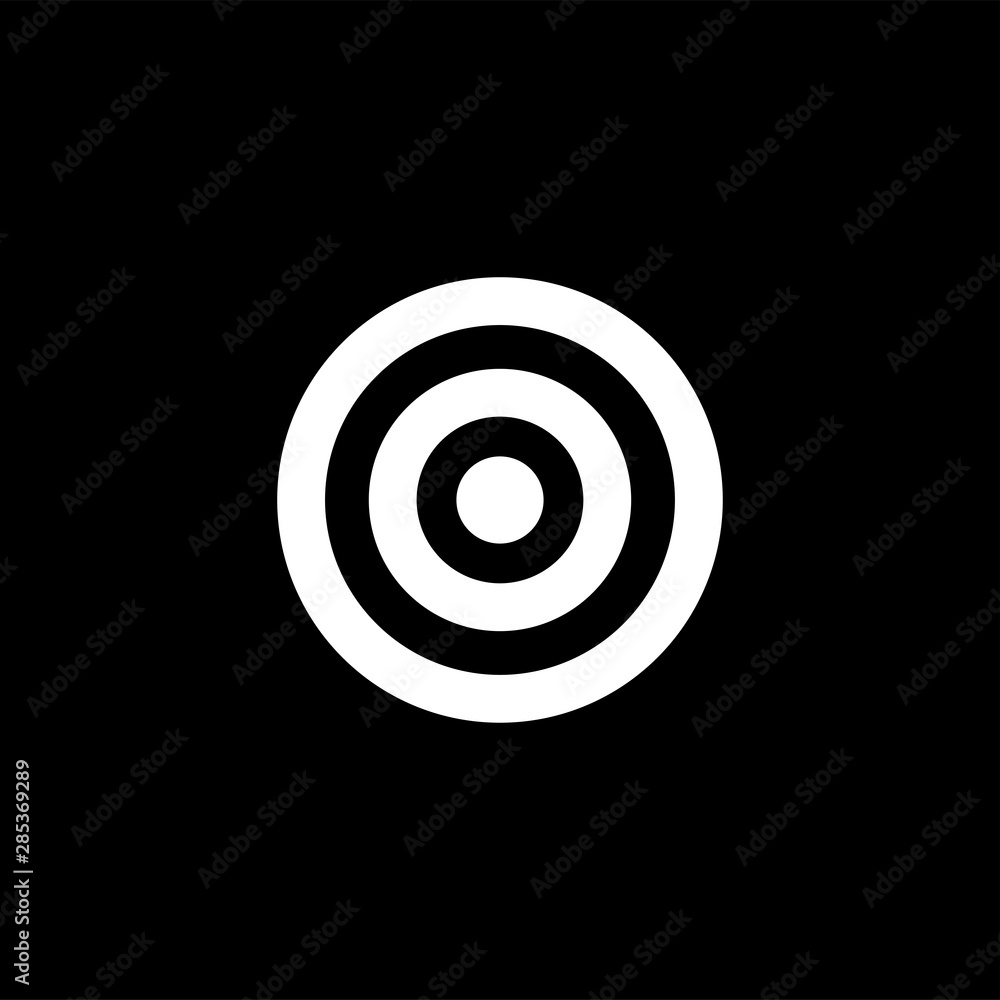Target Icon On Black Background. Black Flat Style Vector Illustration