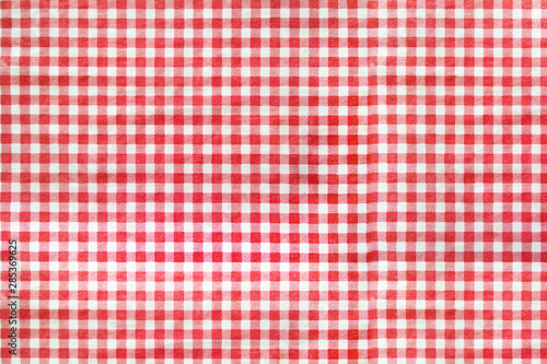 Red classic checkered table cloth texture.