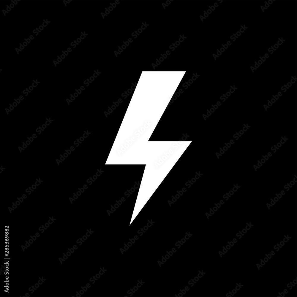 Thunderbolt Icon On Black Background. Black Flat Style Vector Illustration Thunderbolt Icon On Black Background. Black Flat Style Vector Illustration