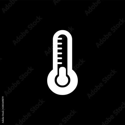 Thermometers Icon On Black Background. Black Flat Style Vector Illustration