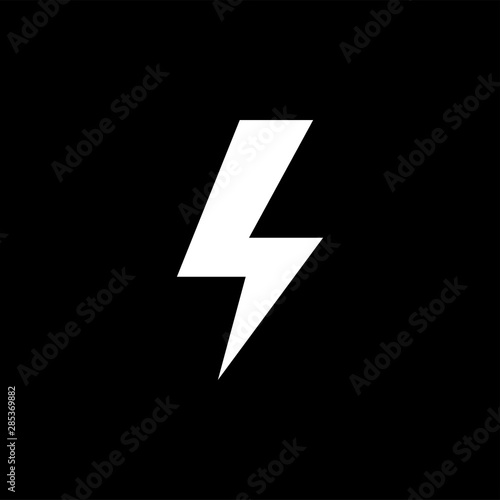 Thunderbolt Icon On Black Background. Black Flat Style Vector Illustration