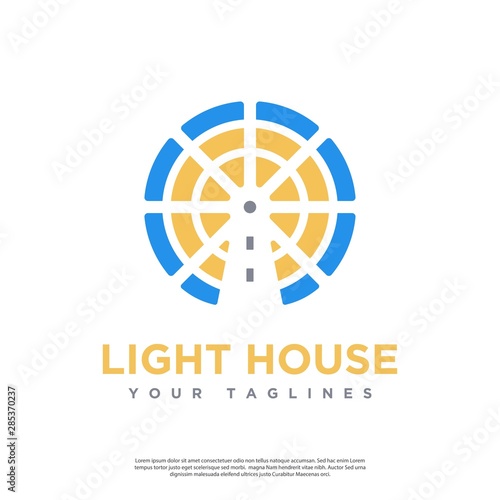 Simple minimalist lighthouse vector logo
