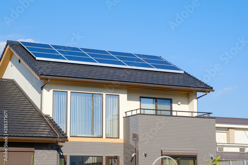 Принти на полотні ソーラーパネルのある家　太陽光　発電　エコシステム