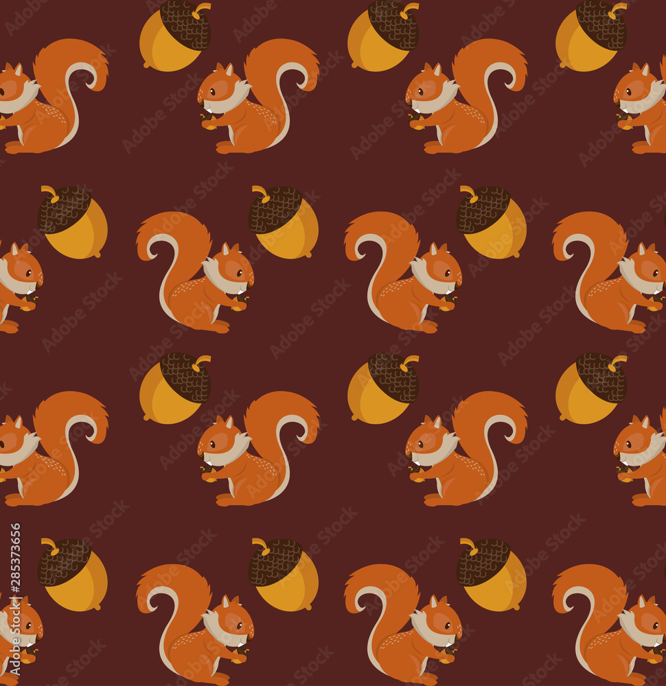 Squirrels and nuts cartoons pattern background Squirrels and nuts cartoons pattern background