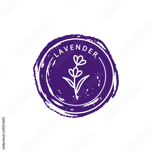 Lavender Logo in trendy linear style. Vector herbal organic lavender badges of packaging design template and emblem.