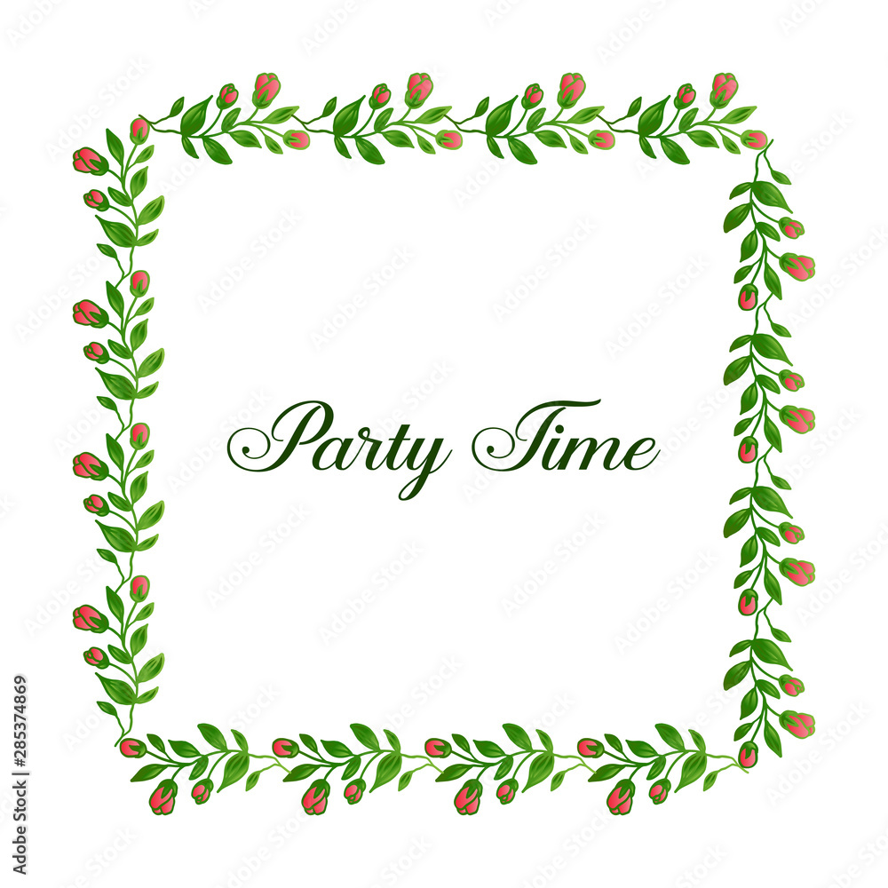 Cute green foliage and wreath frame, for party time poster. Vector Cute green foliage and wreath frame, for party time poster. Vector