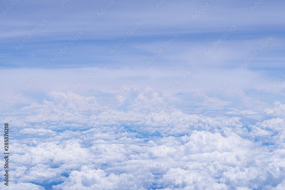 Beautiful above sky panorama view from airplane