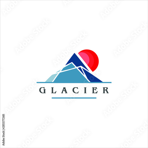 modern fun blue glacier mount emblem badge logo design idea
