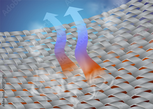 Ventilate hot air and moisture. Through a steel mesh. Vector.