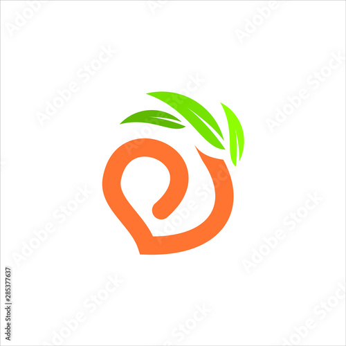 simple peach icon logo design idea