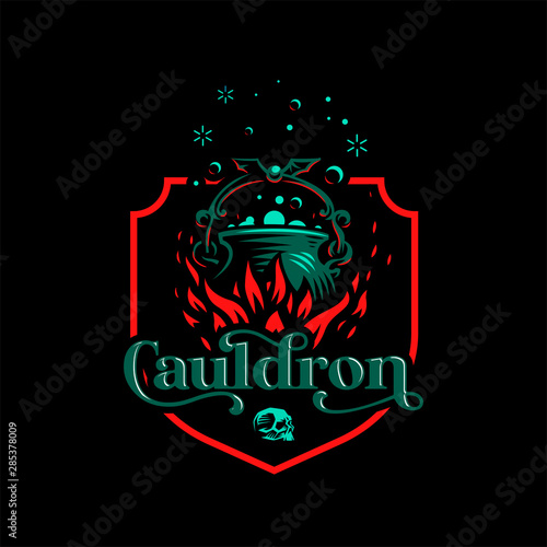 Magic cauldron with a bat handle.