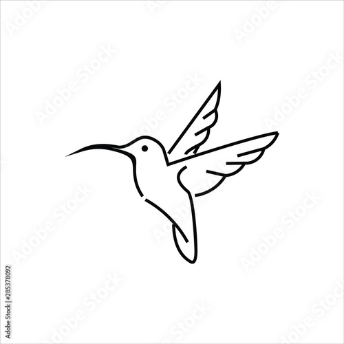simple line art feminine black humming bird logo design idea