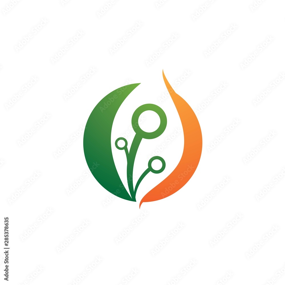 Fototapeta premium Green technology logo icon illustration