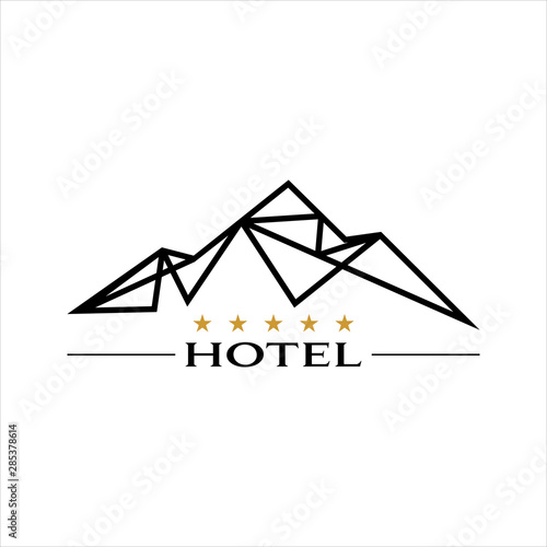 mountain hotel logo modern black line art design
