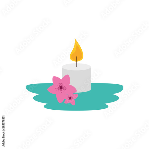paraffin candle with flowers garden