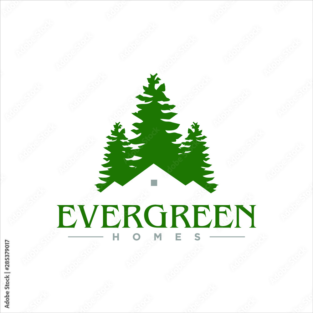 simple green pine tree home evergreen logo design idea simple green pine tree home evergreen logo design idea