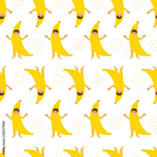 Little boy in banana costume pattern