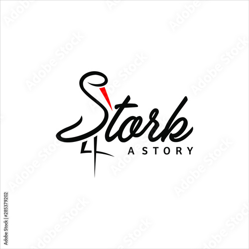simple black typography stork logo design idea