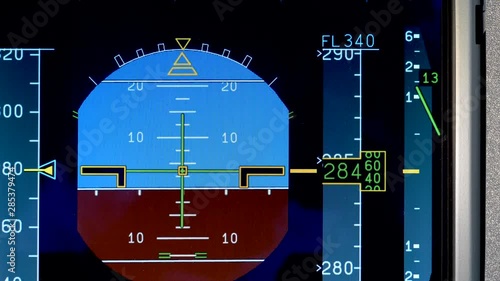 Airplane dashboard, Plane climbing to higher altitude, Airplane instrument panel.