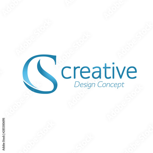 creative initial connected letters cs or sc logo monogram style