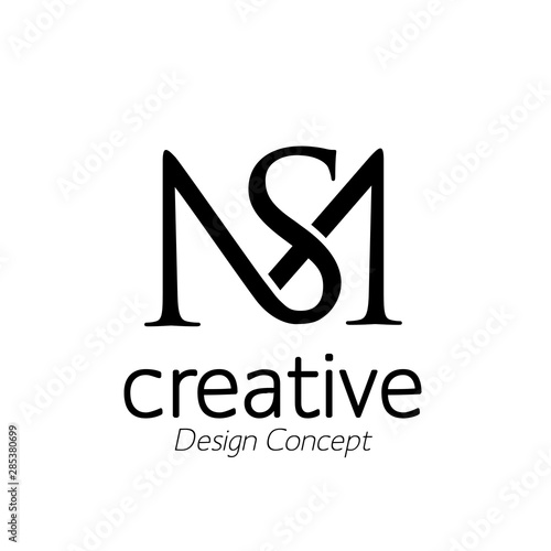 creative initial connected letters ms logo monogram style photo