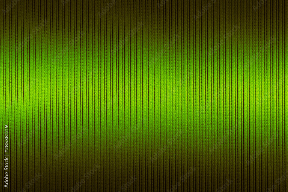 Decorative background green color, striped texture, upper and lower gradient. Wallpaper. Art. Design.