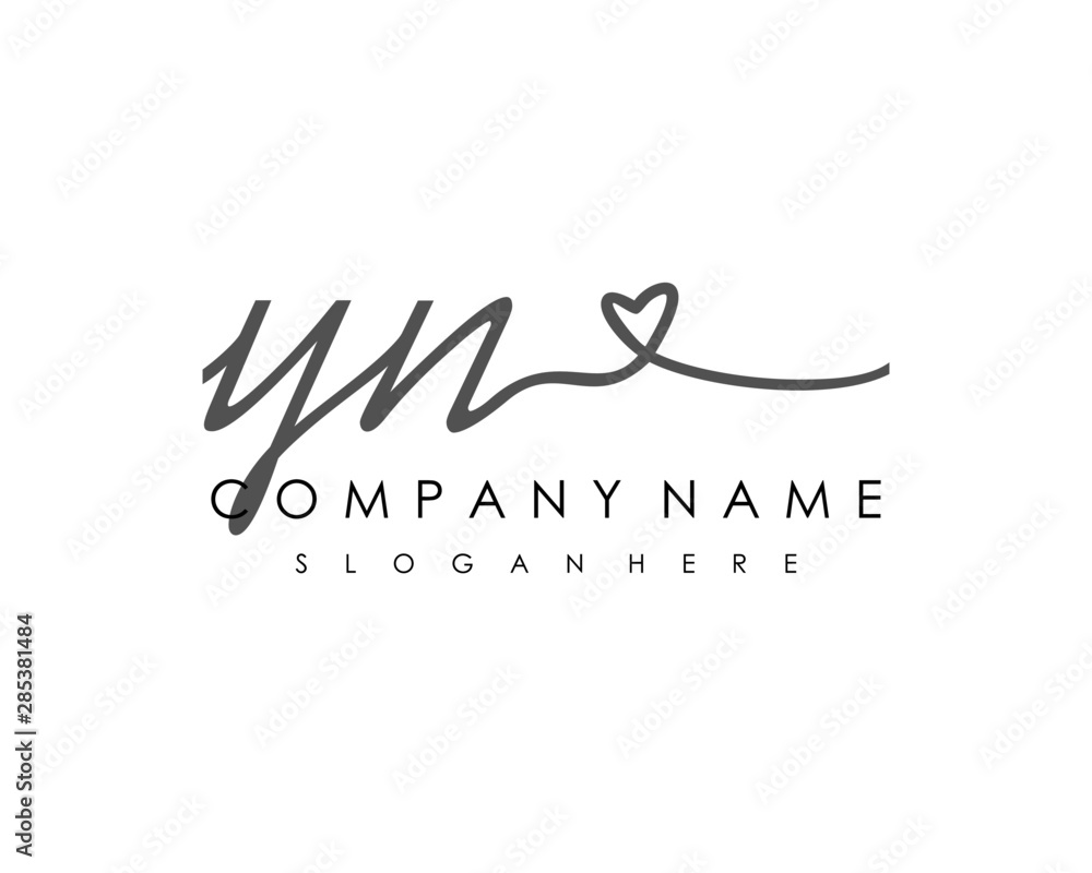 YN Initial handwriting logo vector - obrazy, fototapety, plakaty 