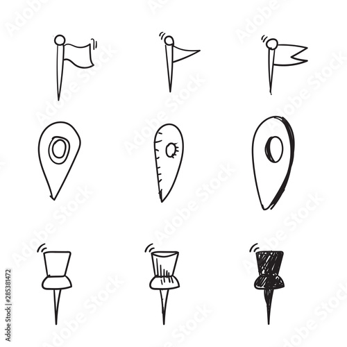 doodle pin location illustration set hand drawn cartoon style