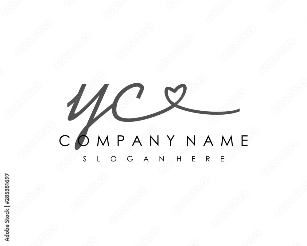 YC Initial handwriting logo vector