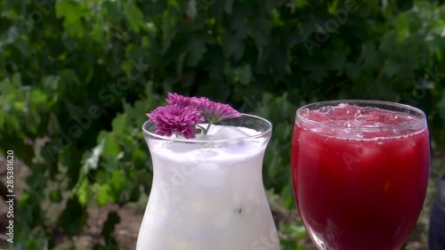 Cocktails at a bar in the nature photo