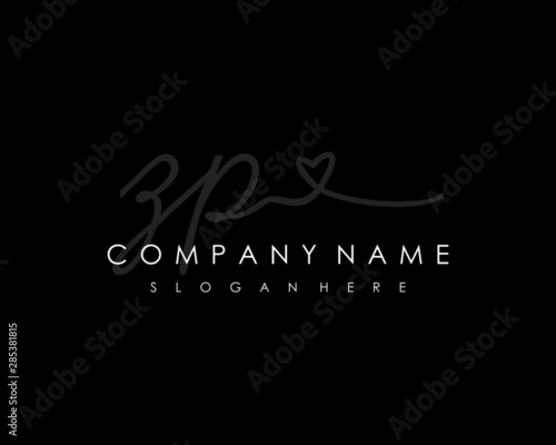 ZP Initial handwriting logo vector