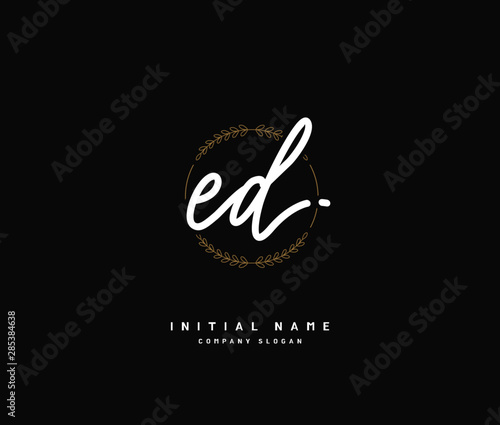 E D ED Beauty vector initial logo, handwriting logo of initial signature, wedding, fashion, jewerly, boutique, floral and botanical with creative template for any company or business.