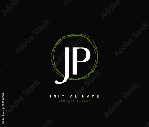 J P JP Beauty vector initial logo, handwriting logo of initial signature, wedding, fashion, jewerly, boutique, floral and botanical with creative template for any company or business.
