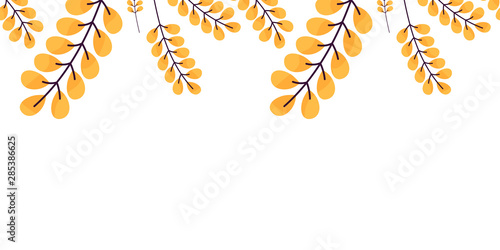 Banner template with hygge leaves and copy space.
