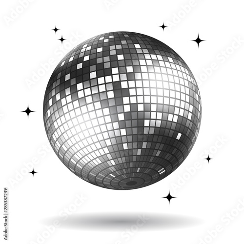 Silver disco ball on a white background