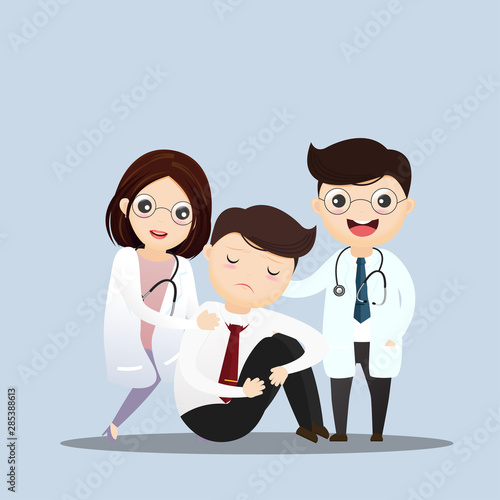 Medical care doctor raise an umbrella.