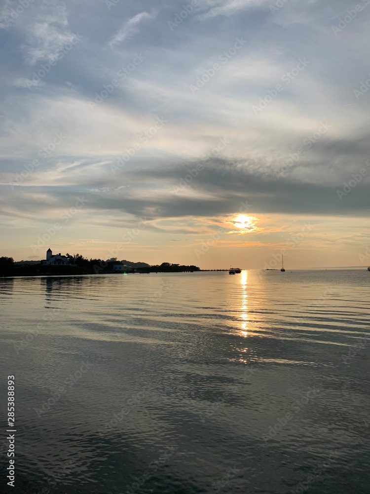 Views of Long Island Sound during summertime, New England coast, North Atlantic