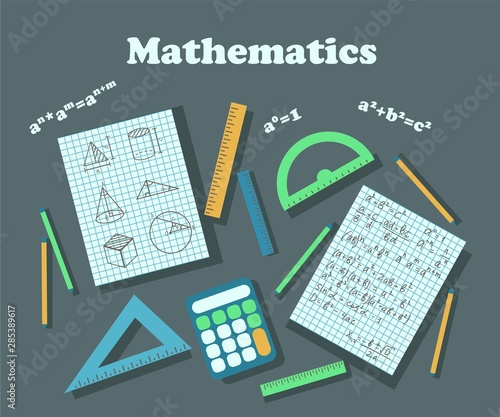 Poster to illustrate a math lesson. Vector illustration.