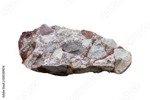 Conglomerate stone isolated on white background with clipping path.
