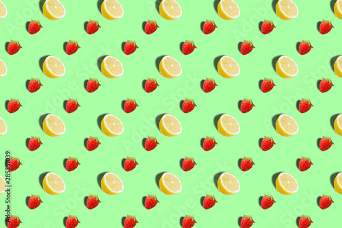 Fruit pattern of fresh tropical fruits background photo