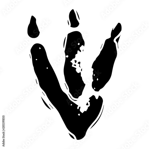 Prehistoric animal footprint hand drawn silhouette illustration