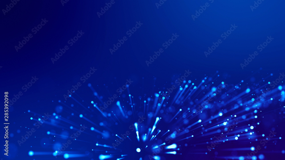 3d rendering of abstract blue background with glowing particles like ...