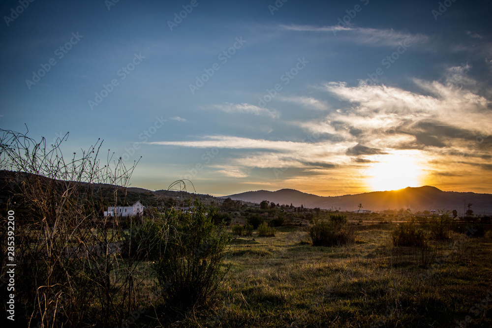 sunset in mountains